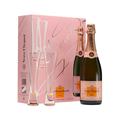 Veuve Cliquot Rose Champagne and 2 Flutes Gift Box - Top-Rated